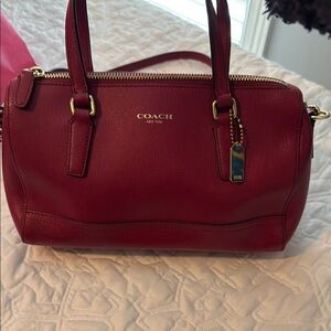 Coach Red Leather Barrel Mini Handbag